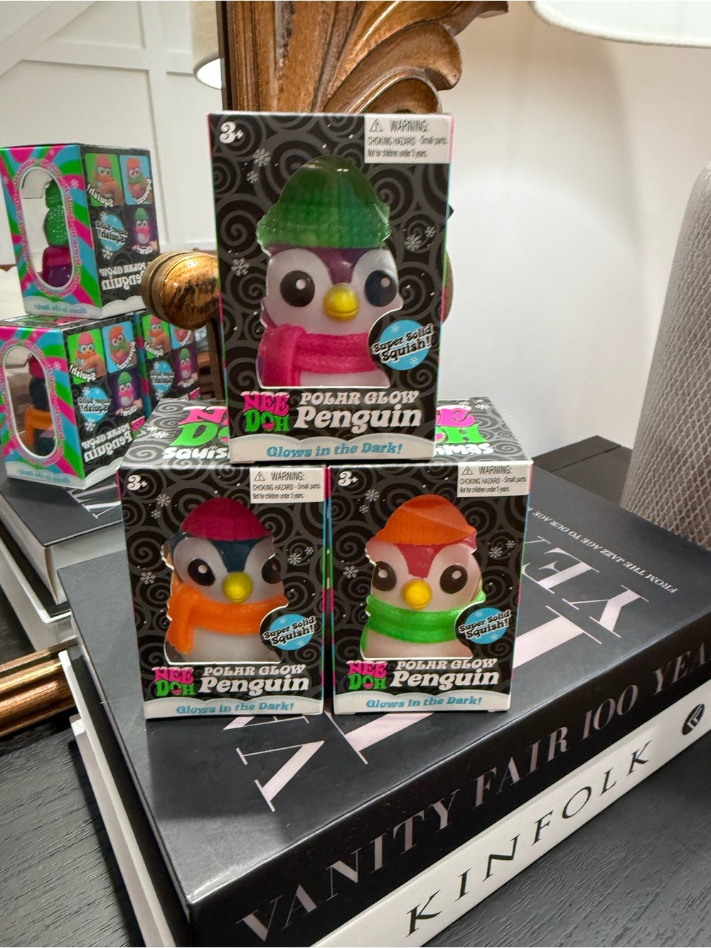 Polar Glow Penguin Plush Toy - Pink, Green, Orange Scarves -